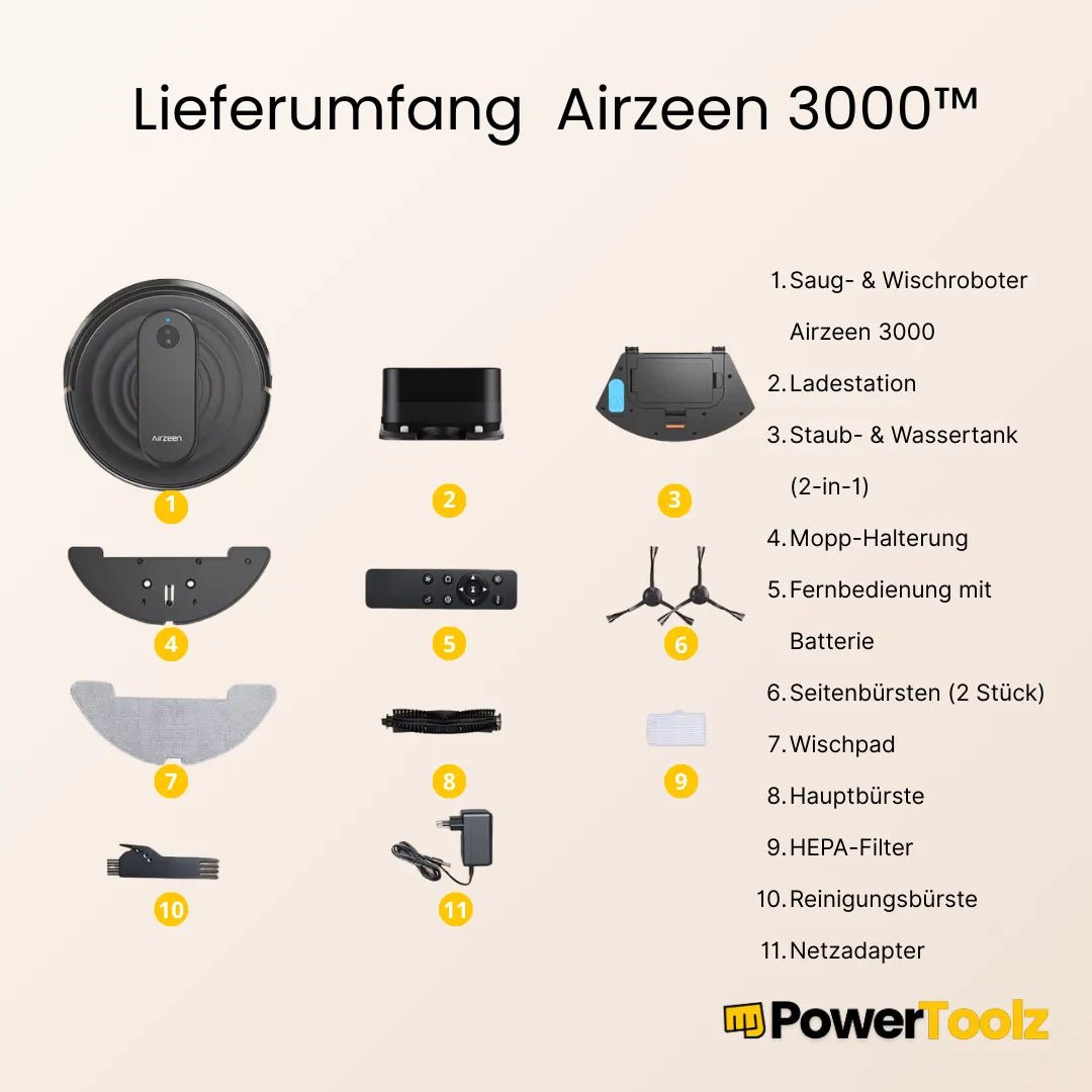 Airzeen™ Saug - & Wischroboter – 3000Pa mit App & Alexa - Powertoolz