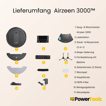 Airzeen™ Saug - & Wischroboter – 3000Pa mit App & Alexa - Powertoolz